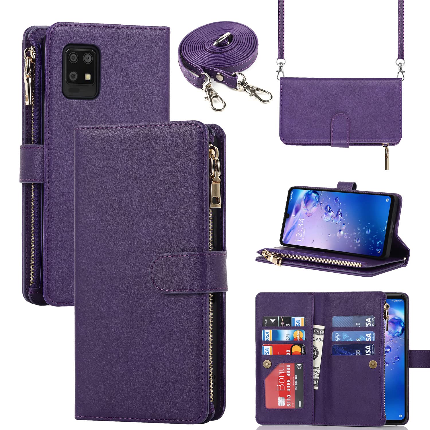 Amazon.co.jp: AQUOS Zero6 ケース 手帳型 ショルダー クロスボディ